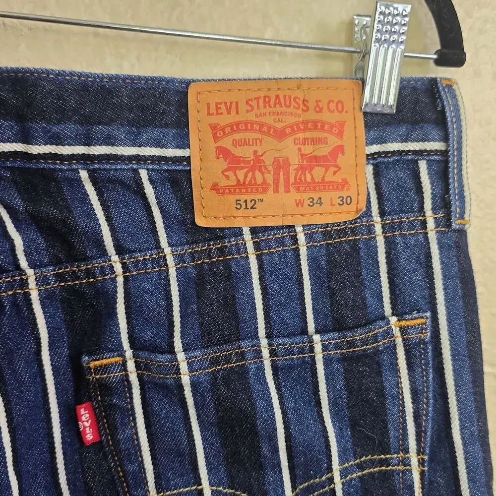 Levi's 512 Slim Taper Fit Striped Denim Jeans 34x30